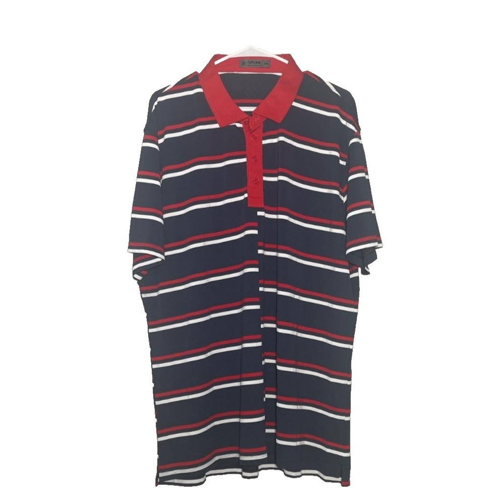 G/Fore Mens Offset Stripe Golf Polo Shirt XXL‎ Blue Red Performance Athletic